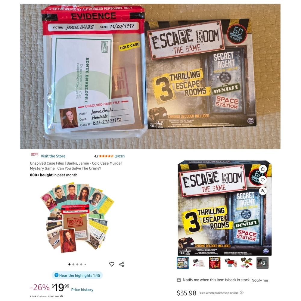 Unsolved Case Files Game Jamie Banks Cold Case + Escape Room The Game - 3 Rooms